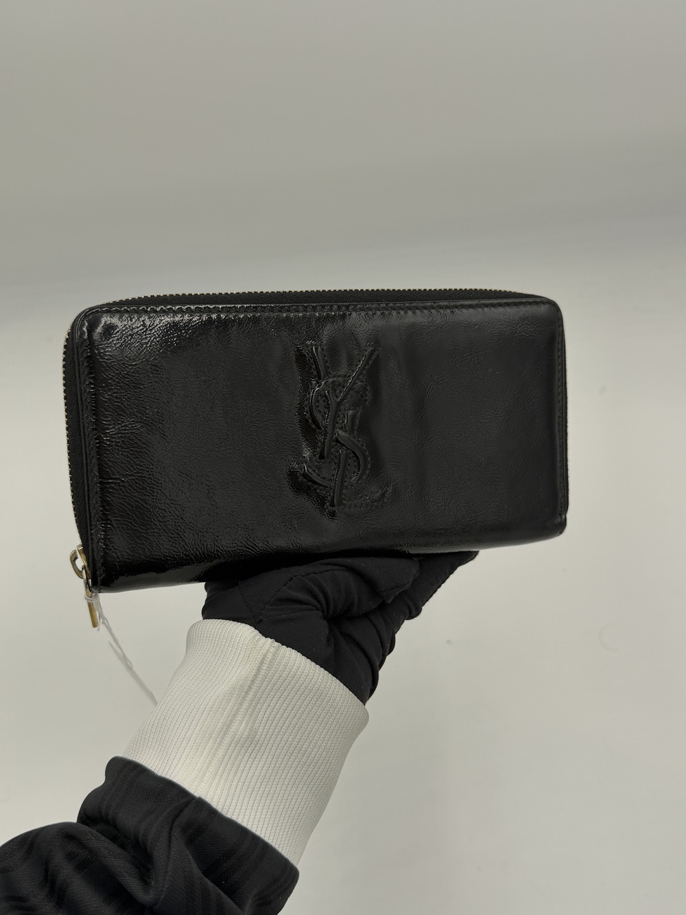 Saint Laurent Patent Cassandre Zip Wallet